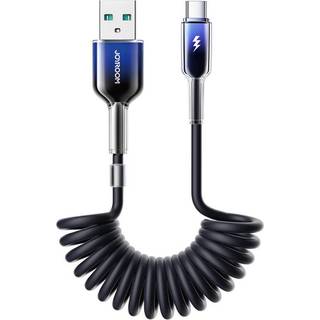 Joyroom Krystalklart USB-kabel Spiral 3A USB til USB-C 1,5 m - Svart