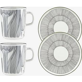 Marimekko Kukat Puhkeavat morgenmadssæt, hvid/grøn/sort