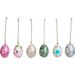 Speedtsberg Påskeæg i træ -Hvidt Blåt rosa blomst