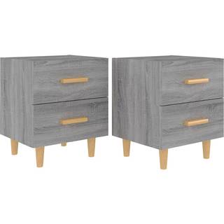 sengeborde 40x35x47,5 cm 2 stk. grå sonoma-eg