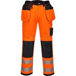 PW3 Hi-Vis bukser m/hængelommer - Orange/Sort (Størrelse: 30)