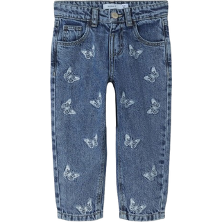 Name It Jeans Mellem Blå Denim Med Sommerfuglebroderi - Str. 3y 98cm