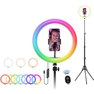 T&#39;NB Influence Pro 12" RGBWW LED Ring Light til Smartphone - inkl. Justerbar Tripod- Sort