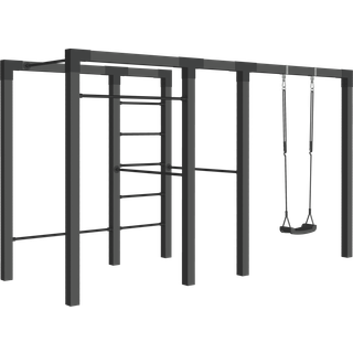PLUS Outdoor fitness, model 3 med sorte beslag, sort/fyr, 138 x 380 x 220 cm