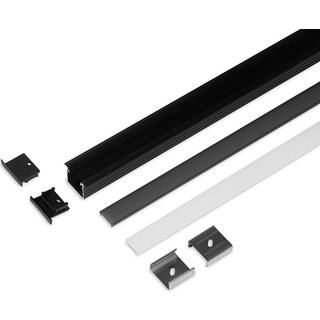 Aluminiumsprofil - Model L (Indbyg) - 20mm LED strip - Sort