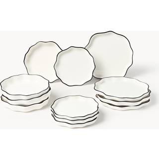 Ruflet porcelænservice'sæt Bia, 4 personer, sæt af 12