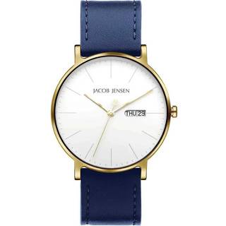 Jacob Jensen 166 Herrenuhr Quarz Titan Goldfarben/Blau