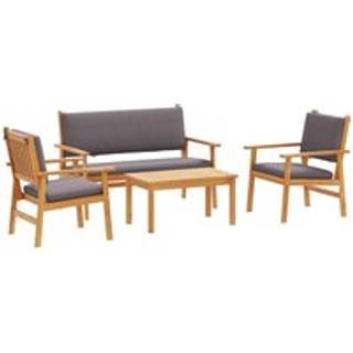 Havesofa Sæt med pude 4 pcs Brun Massivt akacietræ