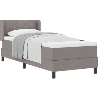 Boxmadras Med Topmadras Gråbrun 80 X 200 Cm Stof Og Ingeniørtræ