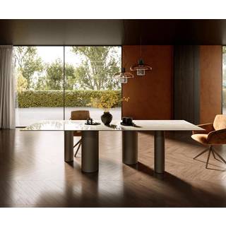Esstisch Edge 300x100 Keramik Laminam® Onice Oro ?Pilier Metall Effektfinish Titan - Onice Oro Gold-Gelb