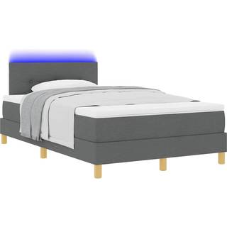 Box Spring Seng Med Madras Mørkegrå 120 X 200 Cm Stof