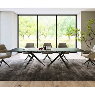 Esstisch Edge 300x100 Keramik Laminam®Nero Greco Anthrazit Estelar rund Metall Schwarz - Laminam®Nero Greco Grau