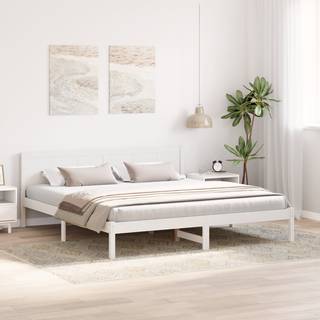 Sengestel Hvid 200 X 200 Cm Massivt Fyrretræ