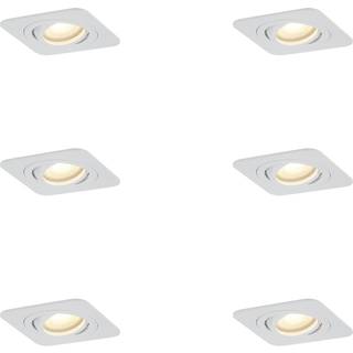 Sæt med 6 afrundede forsænkede spots hvid GU10 50 mm drejelig og vipbar IP44 - Alberto