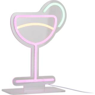 Leitmotiv neonlys Cocktail w. Straw 21,8x30cm multifarvet