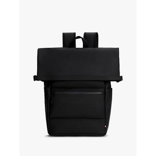 Textured Logo Roll-Top Backpack