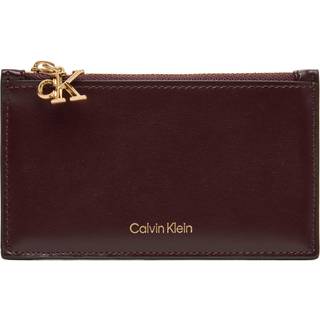 Leather Zip Card Holder - Brown - One Size