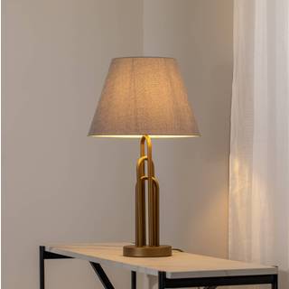 Bordlampe Lazar Avonni, Aluminium/grå/zink, Stue/spisestue, Tekstil/stof/silke