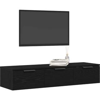 Vægskab Med Skuffe Sort Eg 102 X 30 X 20 Cm Konstrueret Træ