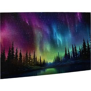Pussel för vuxna 500 stycken Jigsaw -pussel Aurora norra ljus över Island Forest Formation Trä för att utforska och njuta av gåvor heminredning 2