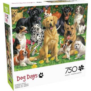 Buffalo Games - John Francis - Dog Days - Garden Dogs - 750 Piece Jigsaw Puzzle for Adults - Utmanande pussel perfekt för spelnätter - Färdig sto