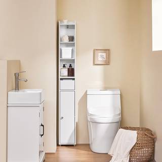 SoBuy højt badeværelsesskab med dør og skuffe - 20x20x145cm