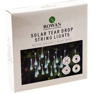 Rowan Haveudstyr Have-LED Solcelle-kædelamper Teardrop Droplet - 6 m lang - Blødt hvidt lys