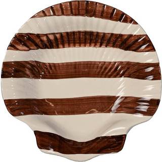 Byon Armona Stripe tallerken 23,5x23,5 cm Mørkebrun-hvid