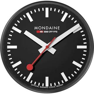Mondaine Swiss Railways Black Aluminium Case Wall Clock A990.CLOCK.64SBB 250mm