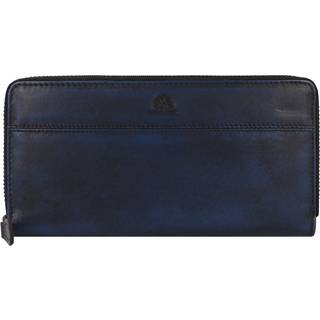 Geldbörse Leder 19x10cm mit Reißverschluss Langbörse "Destressed" navy blue
