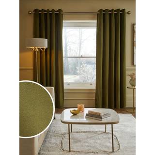 Next Green Olive Matte Velvet Super Thermal Curtains
