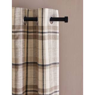Next Natural Linen Look Check Eyelet Lined Curtains