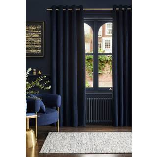 Next Blue Dark Navy Matte Velvet Lined Curtains