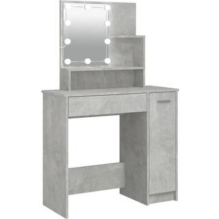 Makeupbord Med Led-Lys 86,5X35X136 Cm - Betongrå