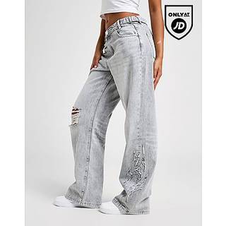 Hoodrich Spark Applique Wide Leg Jeans, Grå - 12