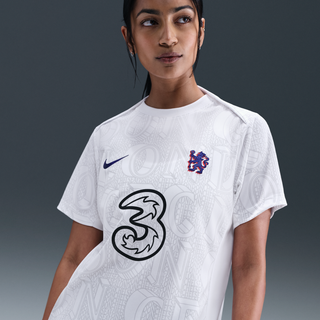 Chelsea FC Academy Pro Nike Dri-FIT-opvarmningstrøje til fodbold til kvinder - hvid - L (EU 44-46)