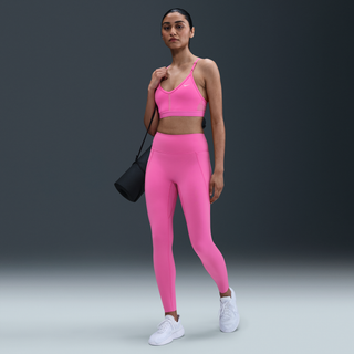 Nike Universa-leggings med høj talje i fuld længde uden søm foran til kvinder - Pink - L (EU 44-46)