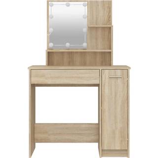 Makeupbord Med Led-Lys 86,5X35X136 Cm - Sonoma-eg