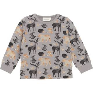 Minymo Kid's T-Shirt L/S AOP Sweat Longsleeve Børn størrelse 86 farve grå