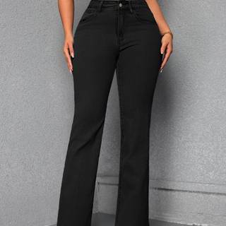 TEMU Women' Stretchy Straight Leg Jeans - Fit With Button Closure, , Casual Wear Jeans|straight Leg Jeans|stretchy Fabric