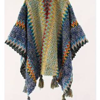 TEMU Tassel Striped Hollow-out Airplane Blanket Cape Unisex Travel Coat