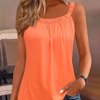 TEMU Elegant Off-shoulder Sleeveless Ruched Tank Top For Women - Black, Hem, Ruched Design, Summer, Versatile Tank Top|ruched Texture|polyester Fabric