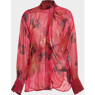 Victoria Beckham Draped printed silk blouse - red - XXS