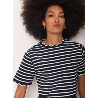 Mint Velvet Mint Velvet Blue Stripe Scallop Trim T-Shirt