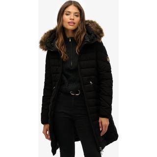 Superdry Superdry Black Fuji Faux Hood Mid Length Coat