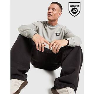 Fred Perry Badge Panel Crew Sweatshirt, Grå - L