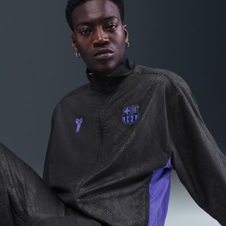 FC Barcelona Away Kobe-fodboldtræningsjakke med grafik til mænd - sort - S
