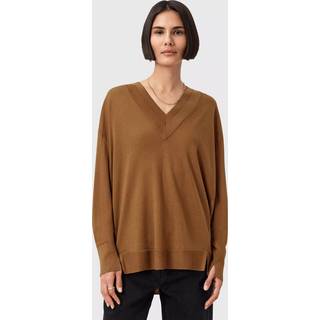 All Saints AllSaints Brown Bern Panel V-Neck Jumper