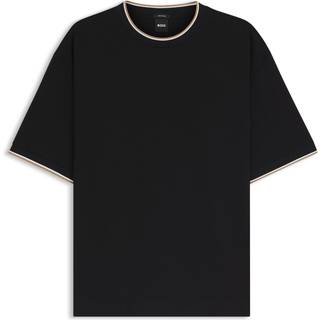 T-shirt i merceriseret bomuld med stribede manchetter