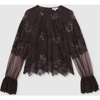 Reiss Reiss Emilia bluse med blondekant og svajer